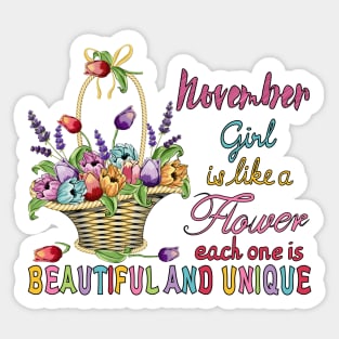 November Girl - Flower Basket Sticker